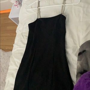Black dress with sliver rhinestones straps